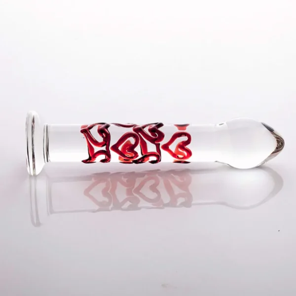 Glass Sex Toys Red Heart G-Spot Vagina Stimulate Realistic Penis Butt Plug Christmas Gift for Adults 18 - Image 3