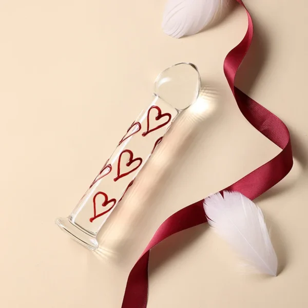 Glass Sex Toys Red Heart G-Spot Vagina Stimulate Realistic Penis Butt Plug Christmas Gift for Adults 18 - Image 6