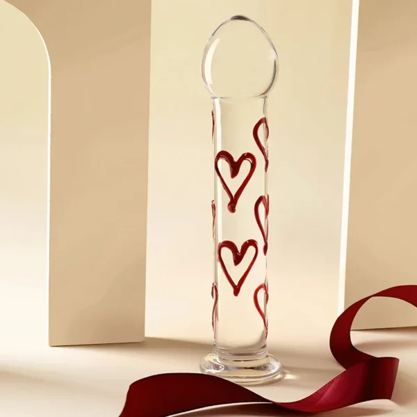 Glass Sex Toys Red Heart G-Spot Vagina Stimulate Realistic Penis Butt Plug Christmas Gift for Adults 18 - Image 2