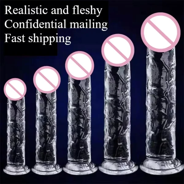 Transparent Realistic Penis Dildo Soft Crystal Jelly Dildos Fake Dick Penis Sucker Butt Plug Sex Toys Sex Masturbator G Spot - Image 2