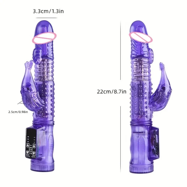 Rabbit Vibrator Realistic Dildo Penis Vibrator Clitoris Stimulate Massager Transparent Rotating Bead Female Sex Toy For Women - Image 6