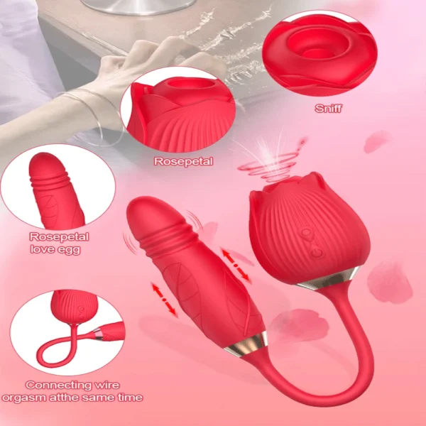 Rose Sucking Vibrator for Women Dildo Thrusting Vibrating Clit Sucker Nipple Clitoris Stimulation Female Sex Toys for Adults - Image 4