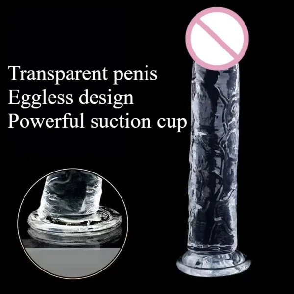 Transparent Realistic Penis Dildo Soft Crystal Jelly Dildos Fake Dick Penis Sucker Butt Plug Sex Toys Sex Masturbator G Spot - Image 3