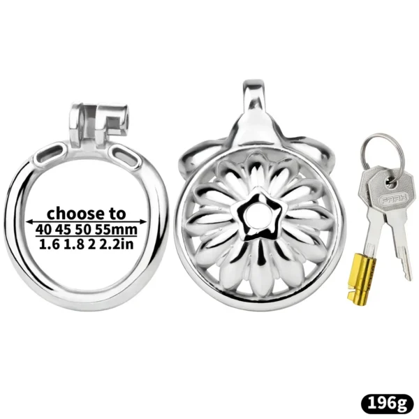 Men's Metal Rivet Chastity Cage Negative Lock Cum Lock Pseudo Pussy Out Wear Male Udder Erotic Toys with 4 Size Cock Ring - Image 4
