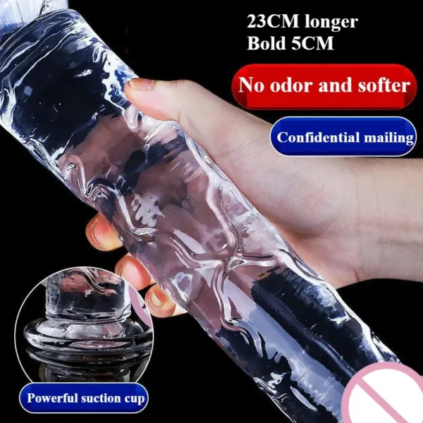 Transparent Realistic Penis Dildo Soft Crystal Jelly Dildos Fake Dick Penis Sucker Butt Plug Sex Toys Sex Masturbator G Spot - Image 5