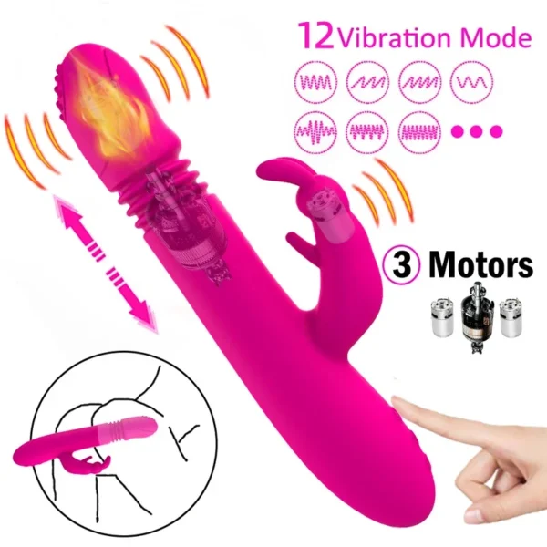 Powerful Thrusting Vibrator Heating G Spot Dildo Rabbit Vibrator Clitoris Stimulator Female Masturbation Sex Toys for Woman - Image 2