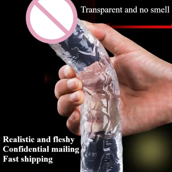 Transparent Realistic Penis Dildo Soft Crystal Jelly Dildos Fake Dick Penis Sucker Butt Plug Sex Toys Sex Masturbator G Spot - Image 4