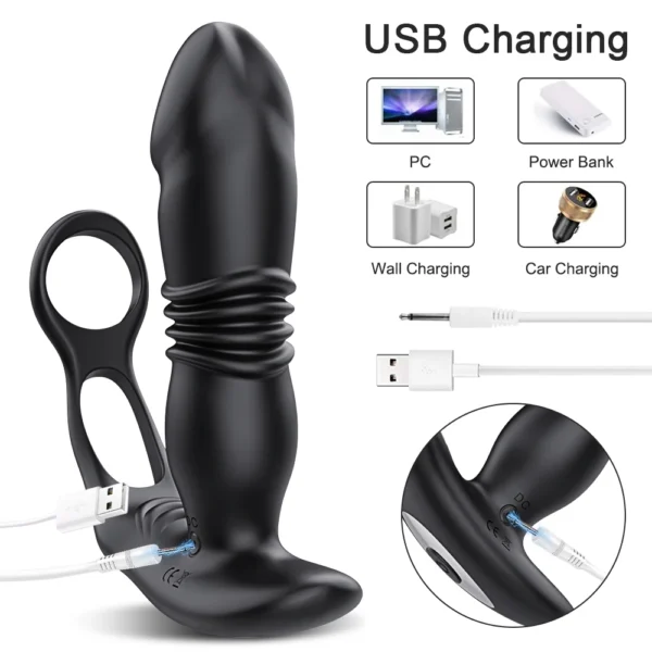 Male Thrusting Prostate Massager Bluetooth APP Control Telescopic Butt Plug Anal Vibrator Men Gay Dildo Bdsm Sex Toy for Couples - Image 2