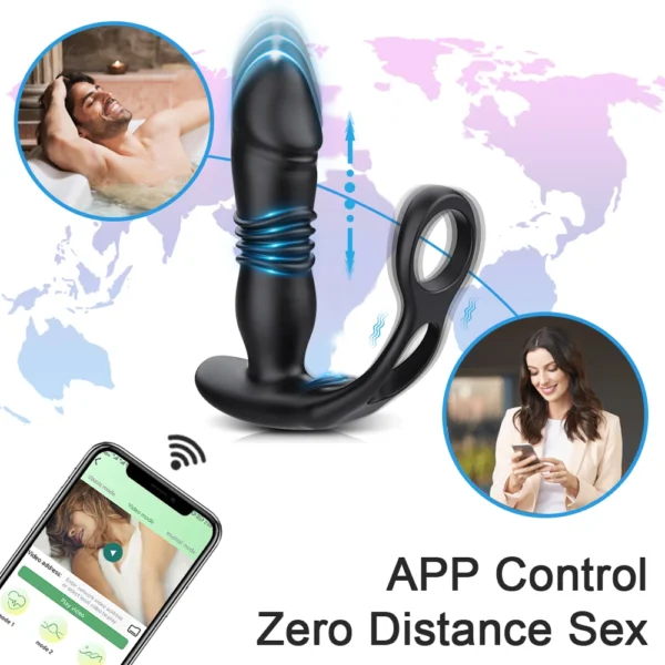 Male Thrusting Prostate Massager Bluetooth APP Control Telescopic Butt Plug Anal Vibrator Men Gay Dildo Bdsm Sex Toy for Couples - Image 3