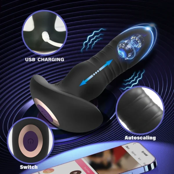 APP Remote Anal Vibrator Male G Spot Butt Plug Stimulator Telescopic Dildo Wireless Prostate Massager Sex Toys for Masturbation - Image 3