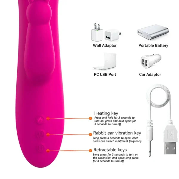 Powerful Thrusting Vibrator Heating G Spot Dildo Rabbit Vibrator Clitoris Stimulator Female Masturbation Sex Toys for Woman - Image 3