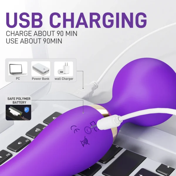 FLXUR 20 Speed Magic Wand Dual Vibrators Sex Toys for Women Big AV Stick Clit G Spot Body Massager Dildo Adult Sexy Product - Image 6