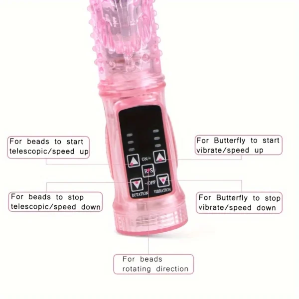 Rabbit Vibrator Realistic Dildo Penis Vibrator Clitoris Stimulate Massager Transparent Rotating Bead Female Sex Toy For Women - Image 2