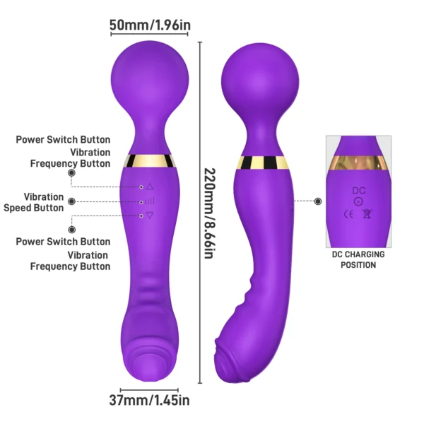 FLXUR 20 Speed Magic Wand Dual Vibrators Sex Toys for Women Big AV Stick Clit G Spot Body Massager Dildo Adult Sexy Product - Image 5