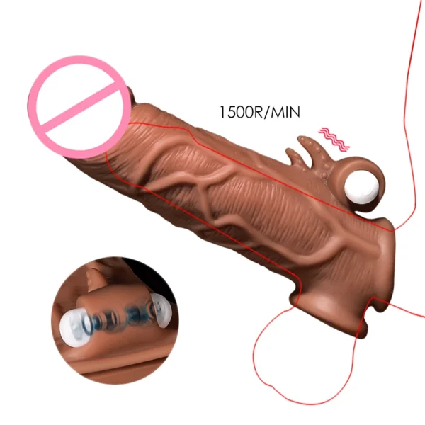Vibrating Penis Sleeve Extensions Cock Ring Vibrator Enlargement Hollow Strap On Dildo Strapon Harness Silicone Sex Toys For Man - Image 2